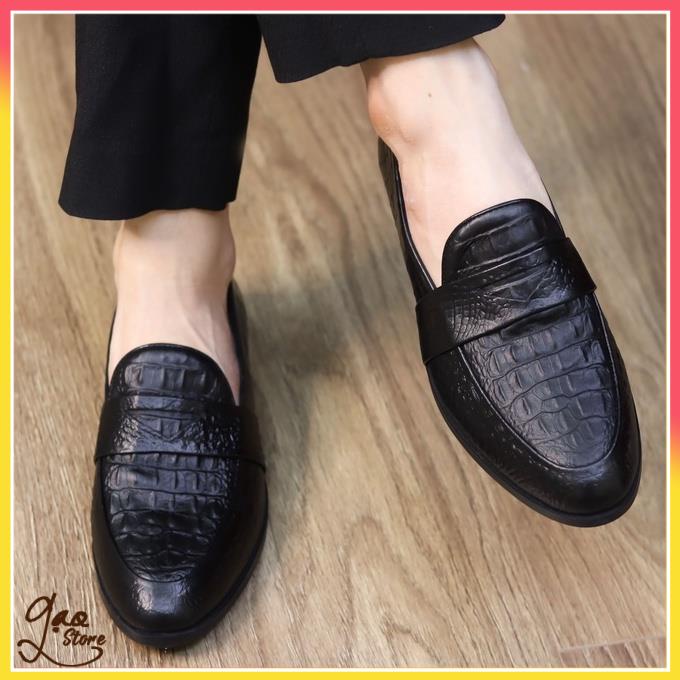 Giày Lười Nam Dập Vân Cá Sấu  đế khâu bền bỉ _ mã x091