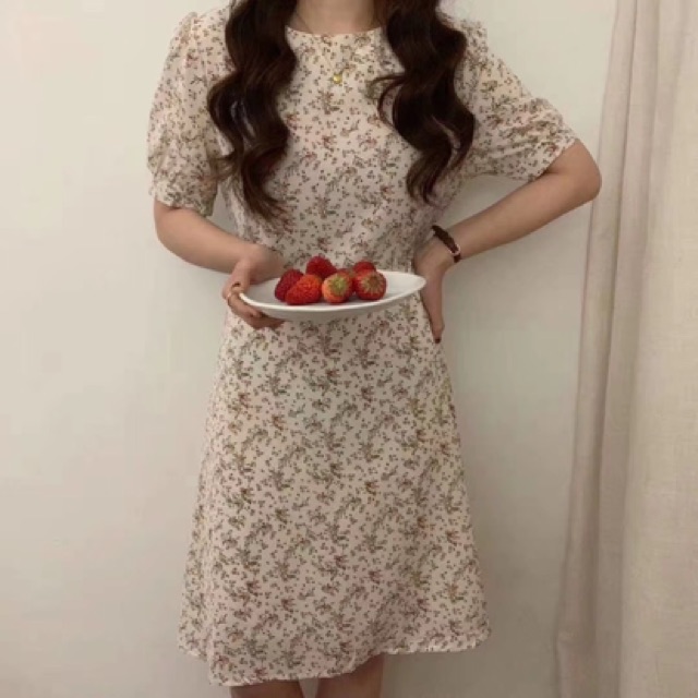 Váy hoa vintage cổ tròn Ulzzang style 🌸 VKE3038-1 Hàng Quảng Châu | BigBuy360 - bigbuy360.vn