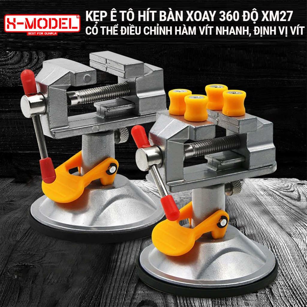 Kẹp Ê Tô Hít Bàn XM27 có thể điều chỉnh xoay 360 độ đa năng có kèm đầu kẹp, dụng cụ gia công phụ kiện, chạm khắc XMODEL