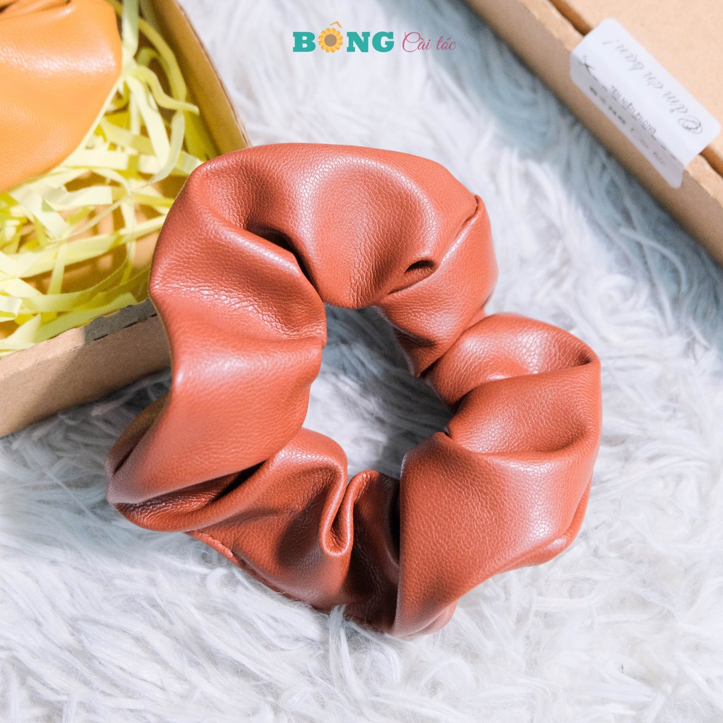 Dây buộc tóc scrunchies chất liệu da đường kính 11cm SR10 - scrunchies BÔNG Cài Tóc