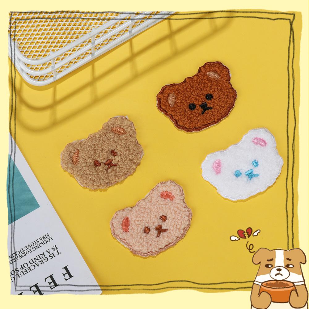 4 Miếng vá quần áo hình gấu hoạt hình dễ thương 4 màu tùy chọn