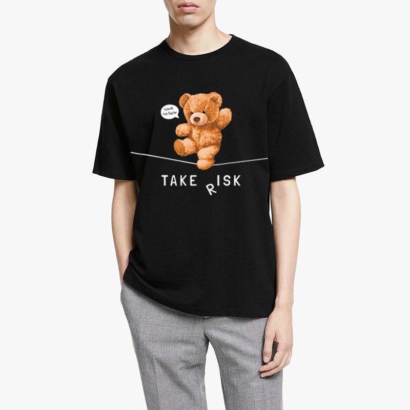 Áo thun tay lỡ The Third phông Unisex nam nữ chất liệu Premium Cotton oversize form rộng Bear take risk T08