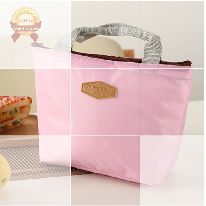 Túi đựng hộp cơm giữ nhiệt ấm thức ăn có khóa kéo bọc Vải dù OxFord chống thấm nước