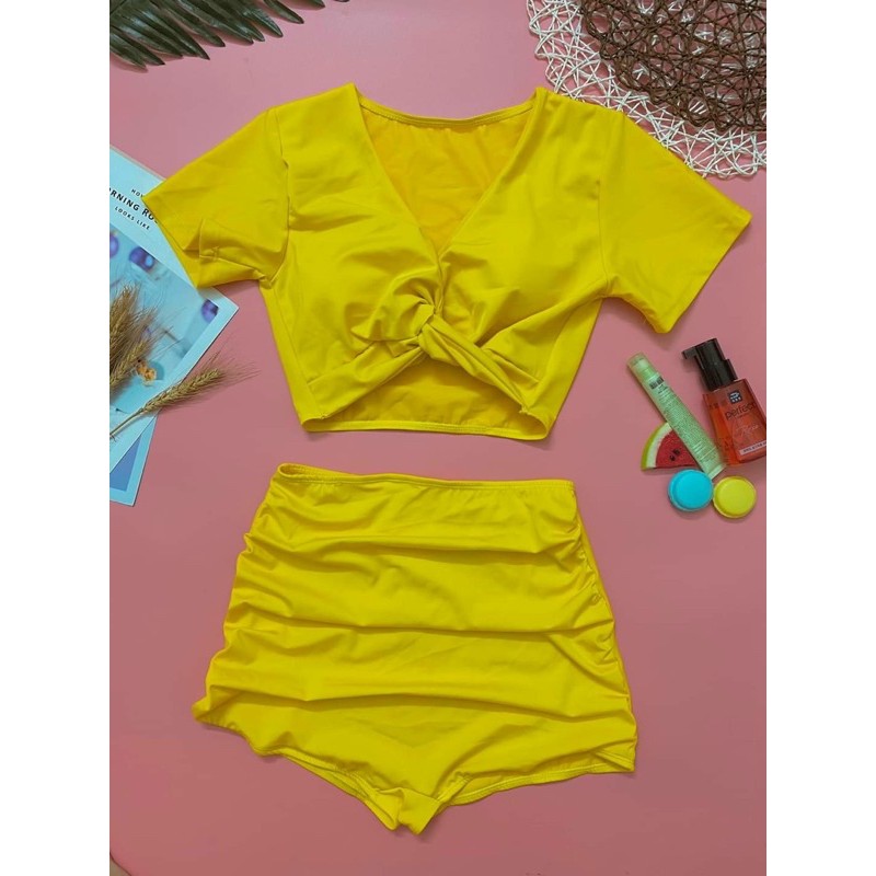 Set Bikini Hai Mảnh Áo ngắn tay + Quần cạp cao | BigBuy360 - bigbuy360.vn