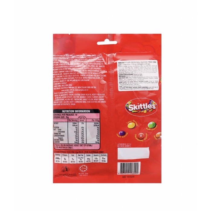 Kẹo Trái Cây Skittles Gói 150G