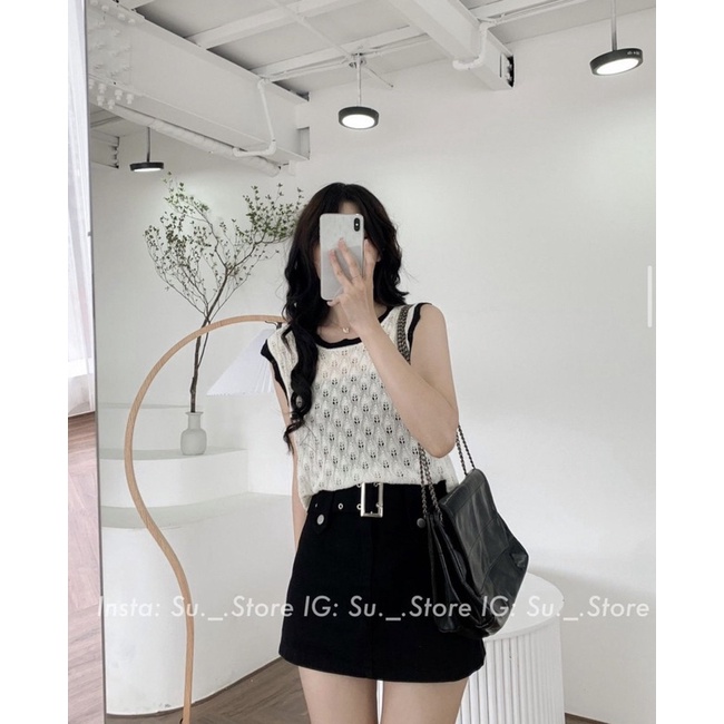 ÁO LEN SÁT NÁCH VIỀN SÓNG BASIC HÀNG QUẢNG CHÂU