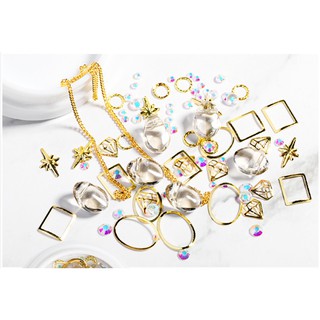 đá mắt mèo charm set tráng trí móng nail