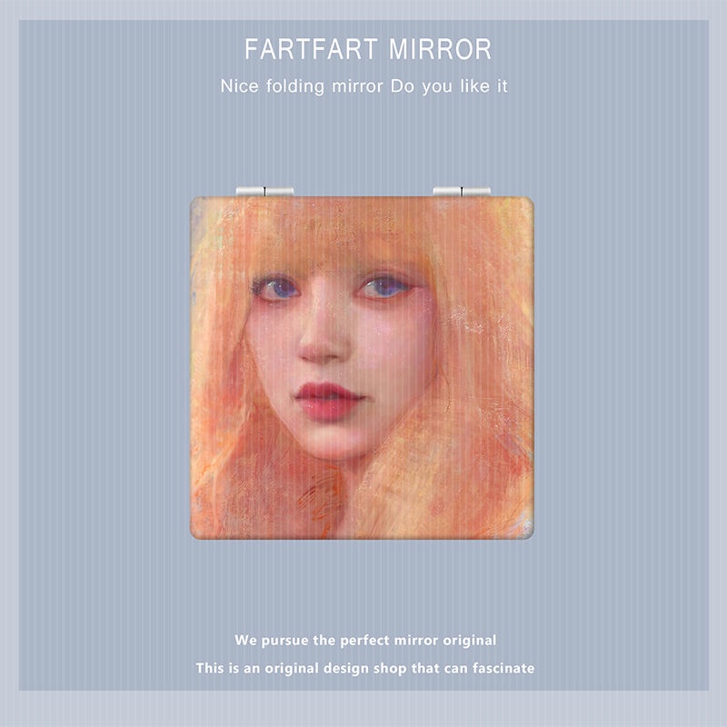 Gương Trang Điểm Mini Hai Mặt Cầm Tay Hình Tranh Sơn Dầu Blackpink