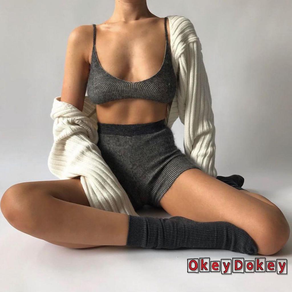 Áo Khoác Dệt Kim Siêu Ngắn Dáng Rộng Thiết Kế Đơn Giản Gợi Cảm Cho Nữ