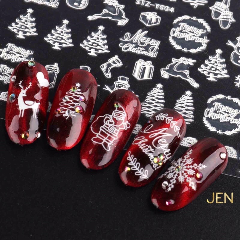 Sticker noel dán móng dạ quang-hình dán nail bông tuyết Giáng sinh