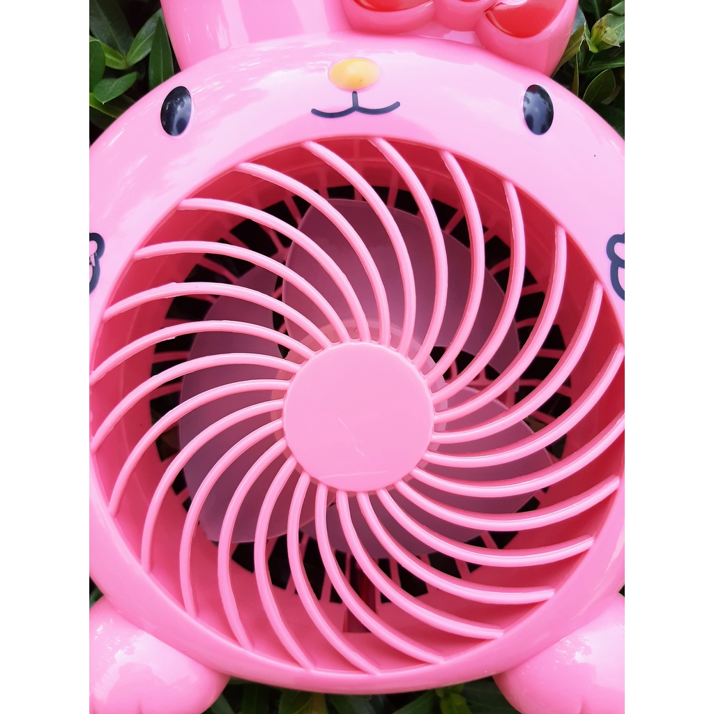 Quạt Sạc Mini Tích Điện Cầm Tay Hình THỎ Cổng Sạc USB Siêu Mát.