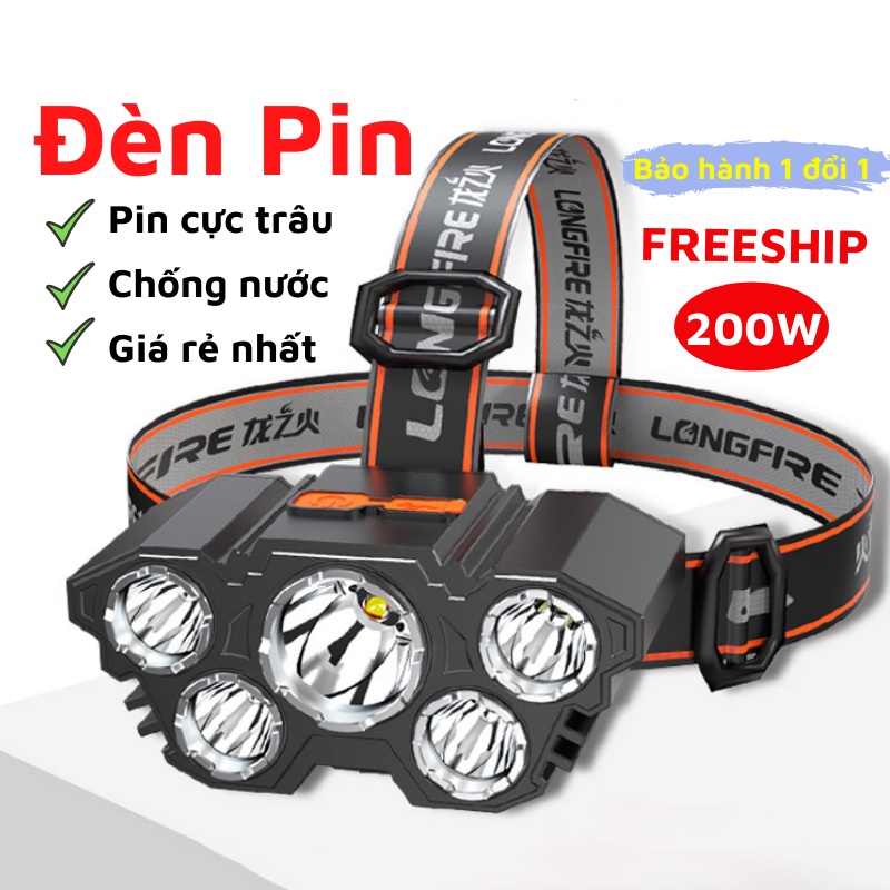 Đèn Pin Đội Đầu 5 Bóng, Đèn Pin Siêu Sáng Tích Điện Chống Nước Thích Hợp Đi Dã Ngoại, ASAKI OFFICIAL | WebRaoVat - webraovat.net.vn