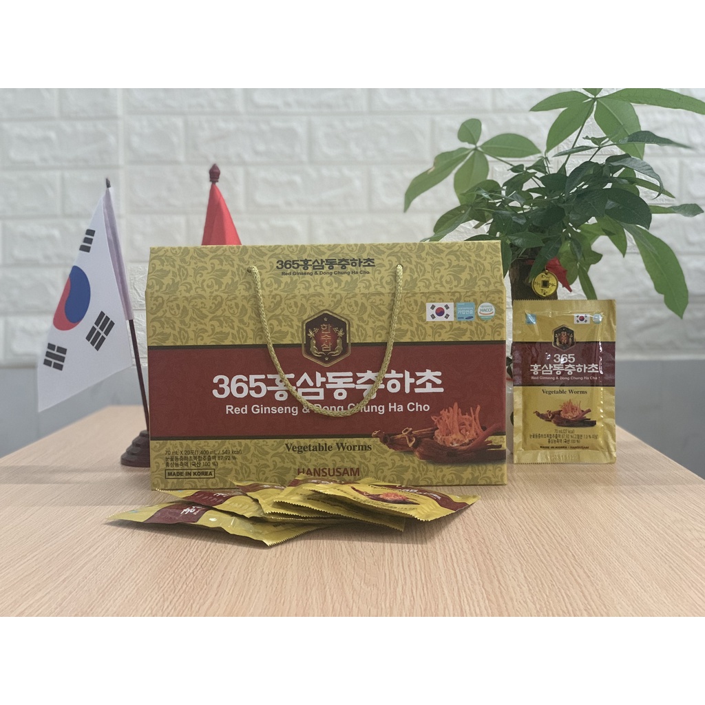 Nước Hồng Sâm Đông Trùng Hạ Thảo 365 HANSUSAM Hàn Quốc Hộp 20 gói x 70ml tramtranstore