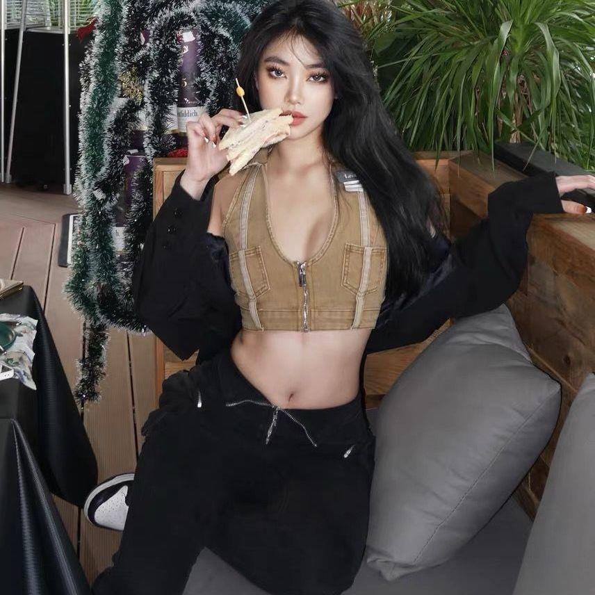 Áo Denim Không Tay Thời Trang Quyến Rũ Cho Nữ