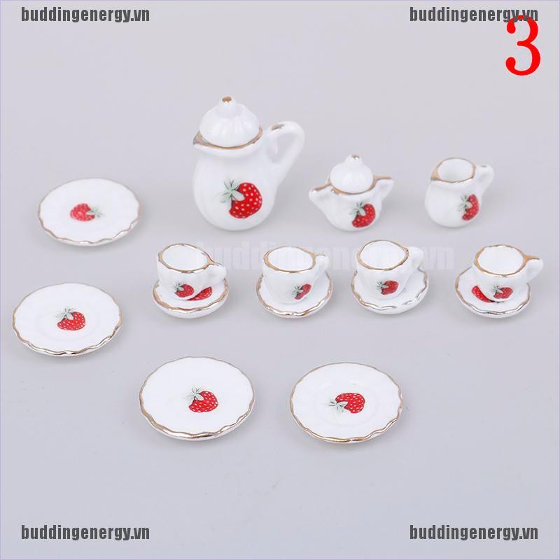 Set 15 Ấm Trà Bằng Sứ Tỉ Lệ 1:12 Dùng Để Trang Trí Nhà Búp Bê Sang Trọng Tiện Dụng