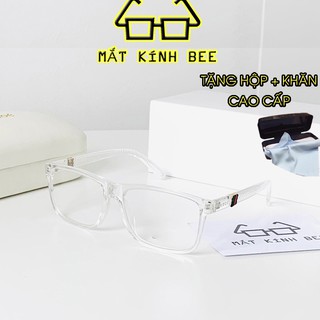 Mắt kính giả cận gọng vuông trong suốt thời trang cho nữ BEE243 tặng hộp + khăn