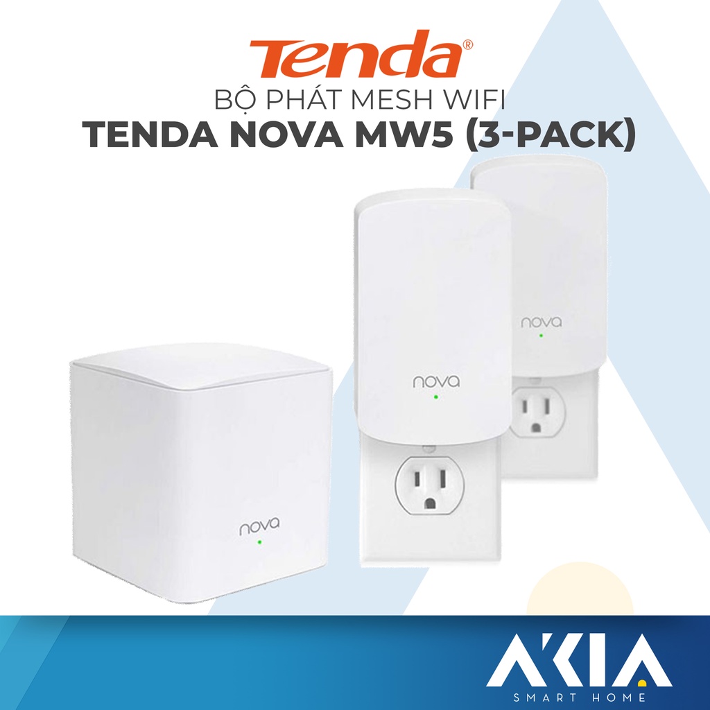 Hệ thống Phát Mesh Wifi Tenda Nova MW5 (3-Pack) - Tốc độ cao 1200Mbps, Một tên mạng wifi duy nhất, Quản lý bằng App