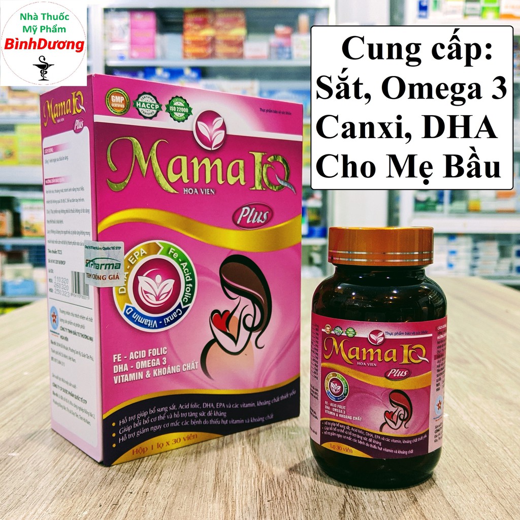 Mama IQ Plus - Bổ sung Sắt, Canxi, DHA, Omega 3 và các vitamin, khoáng chất thiết yếu cho phụ nữ có thai và sau sinh