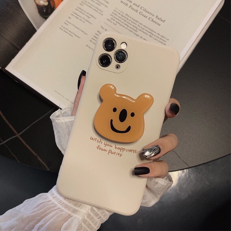 ỐP LƯNG IPHONE VUÔNG BÓNG IN HÌNH GẤU KOALA KÈM POP - ỐP IP7/8/7p/8p/X/Xs/11/11prm/12/12pro/12prm/12mini| Tattyhouse |