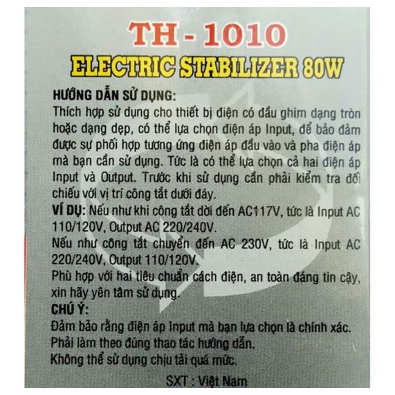 Adapter đổi điện 220V-110V, Revolve TH-1010, 80 Watt- 100 Watt