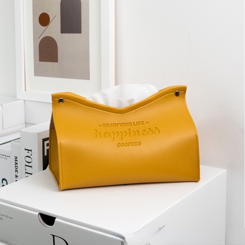 Hộp Đựng Khăn Giấy Bằng Da PU Đa Năng Hình Chữ V Phong Cách Bắc Âu Chống Thấm Nước Tiện Dụng