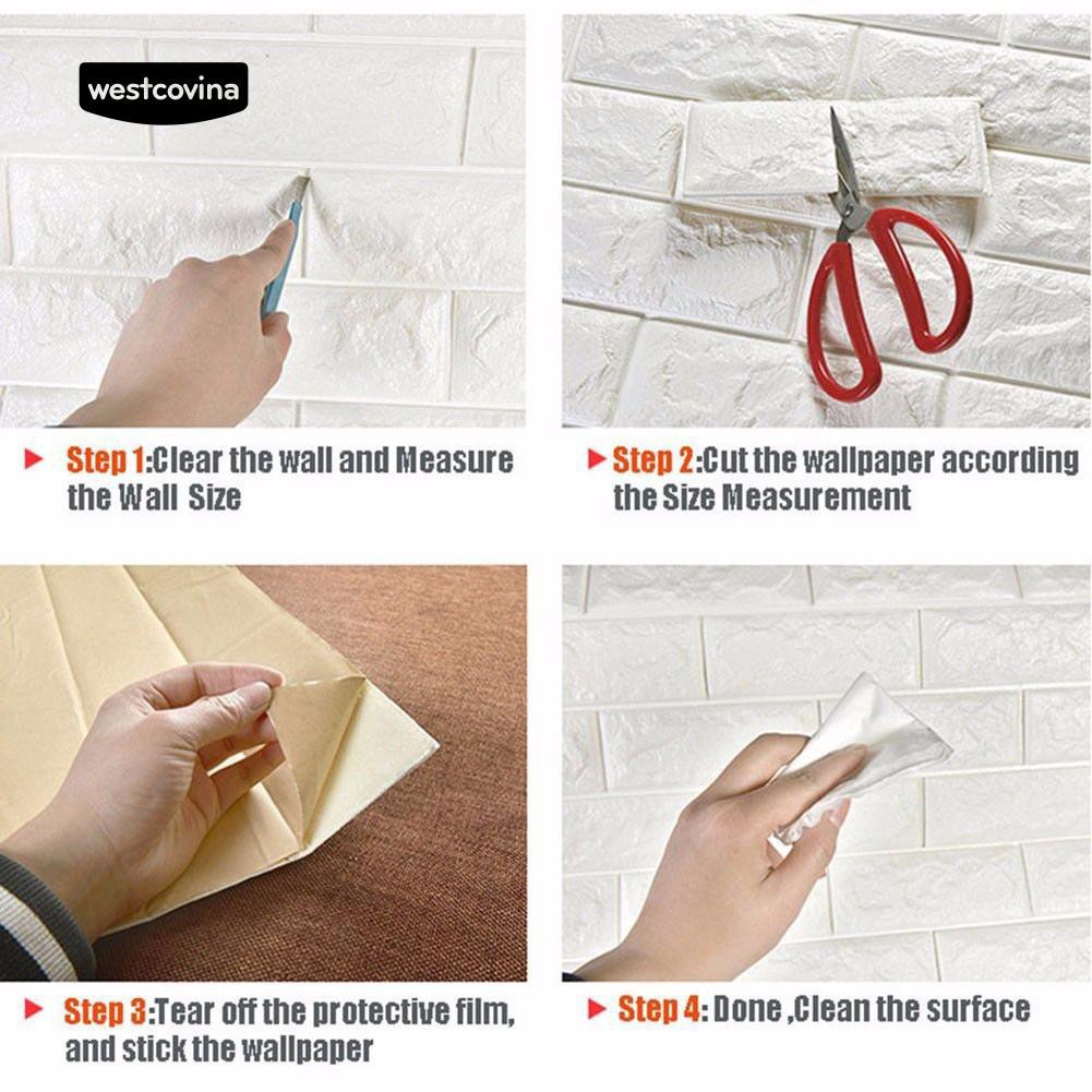 Nhãn xốp dán tường họa tiết khối gạch (1pcs)