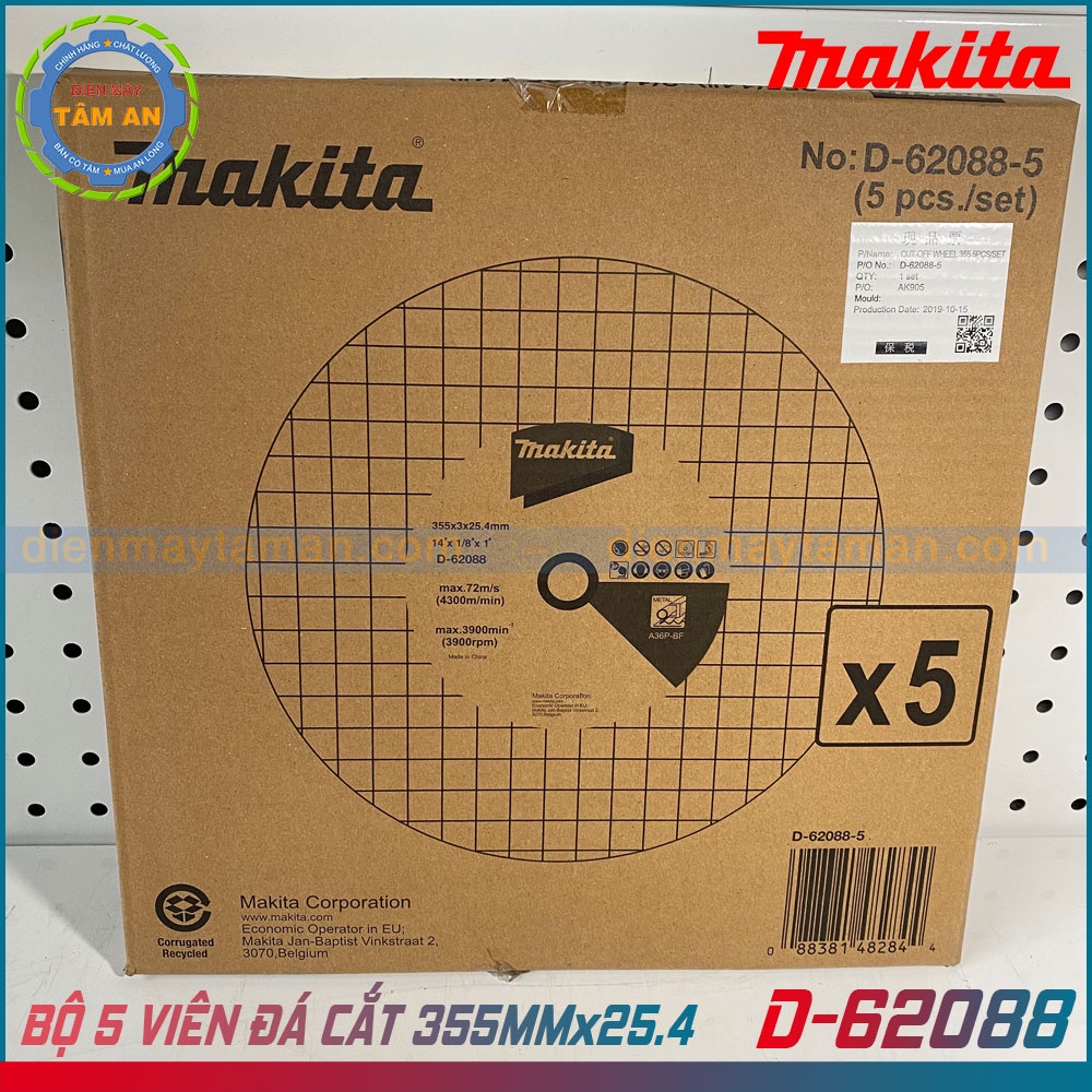 Bộ 5 viên đá cắt 14 Inch 355mmx25.4 Makita D-62088 |Chính hãng