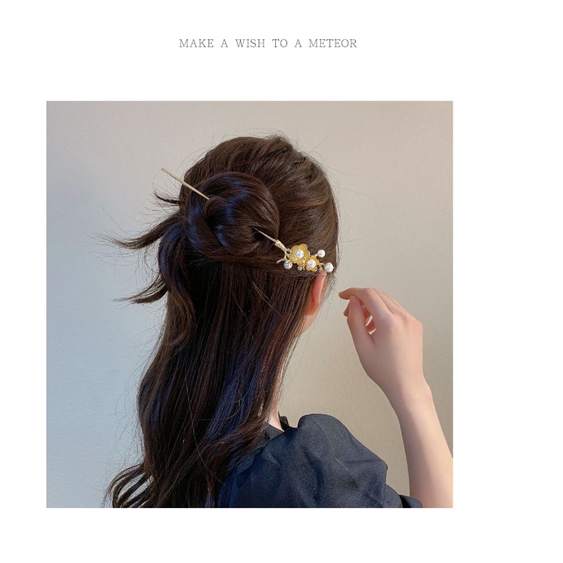 Kẹp Tóc Hình Hoa Đính Ngọc Trai Phong Cách Hanfu Cổ Điển