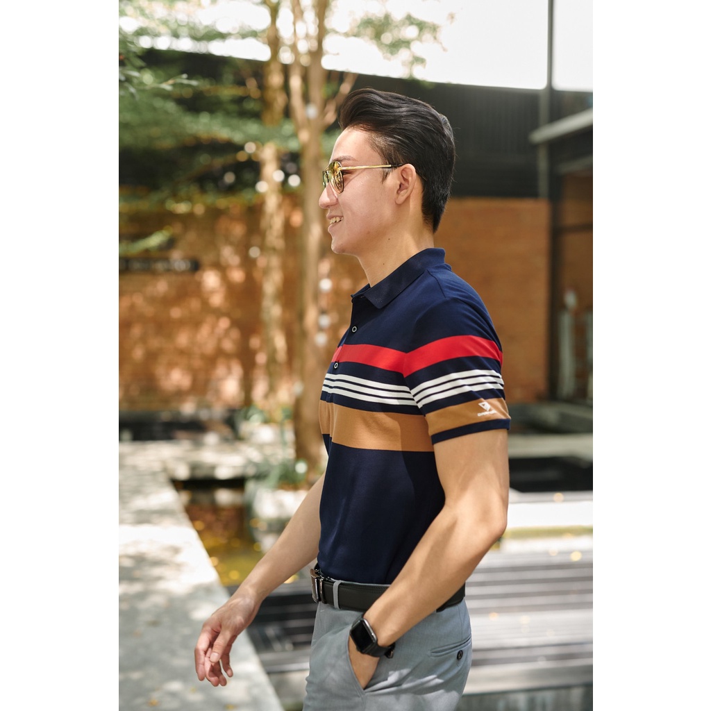 Áo thun polo nam DARNELL tay ngắn sọc ngang ngực chất cotton mềm mại thiết kế slimfit khoẻ khắn, nhẹ thoáng mát DN0604
