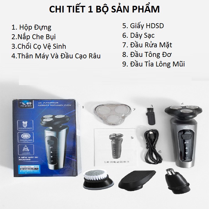 Máy Cạo Râu nam Shaver đầu dao cạo 3 lưỡi, sắc bén, cạo sát chân, không rát tặng kèm phụ kiện cao cấp MCR03