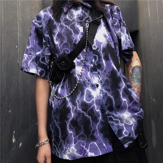 Sơ mi ulzzang - sơ mi unisex - sơ mi tay lở - sơ mi sấm chớp