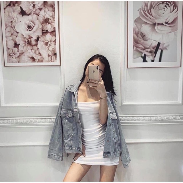 [HOT]  VÁY 2 DÂY NHÚN COTTON XỊN DAM33