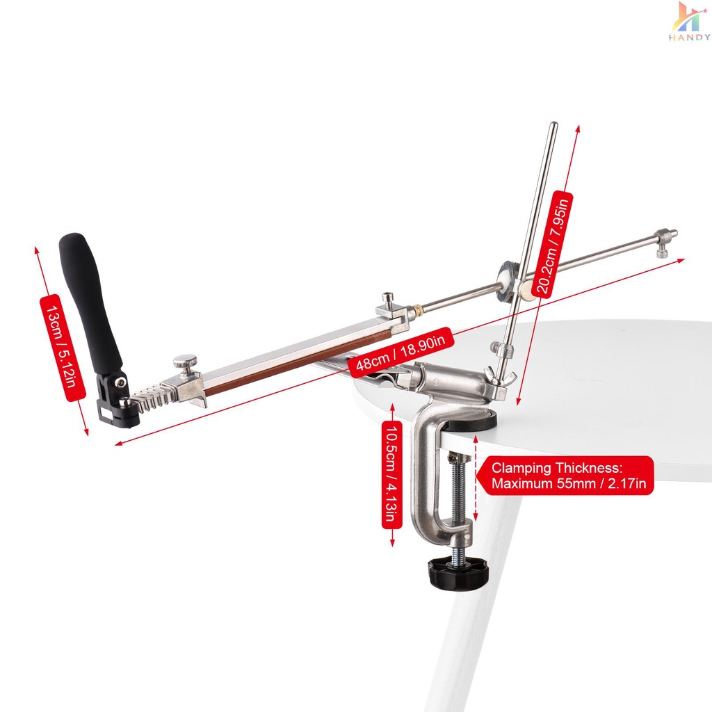 Hệ Thống Mài Dao Kèm 4 Đá Mài Dao Dạng Kẹp Xoay 360 Độ Cố Định Góc Quay 180 Độ Dễ Lắp Ráp