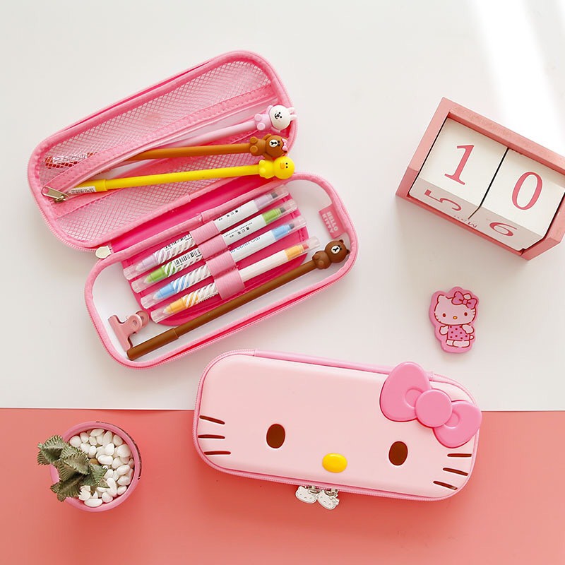 Hộp đựng bút học sinh, Hộp đựng bút viết cho bé gái hộp bút hello kitty cute dễ thương 2 màu