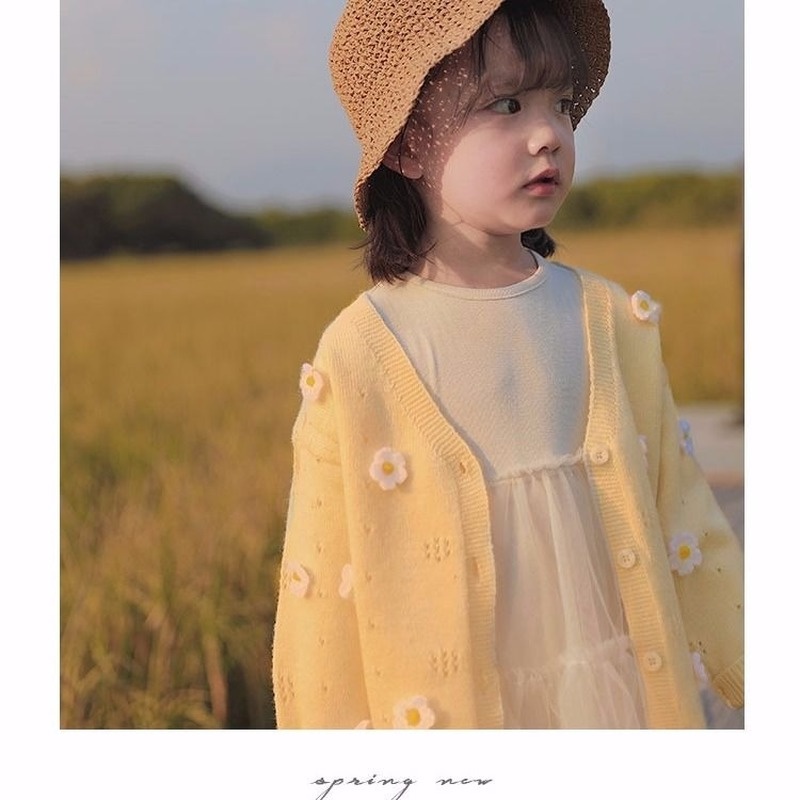 Áo Khoác Len Cardigan Họa Tiết Hoa Thời Trang Mùa Xuân Cho Bé Gái