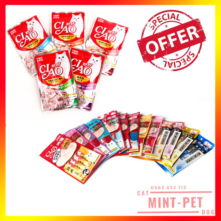 Combo Đặc Biệt - Pate và Súp Thưởng CIAO Mix Vị Cho Mèo