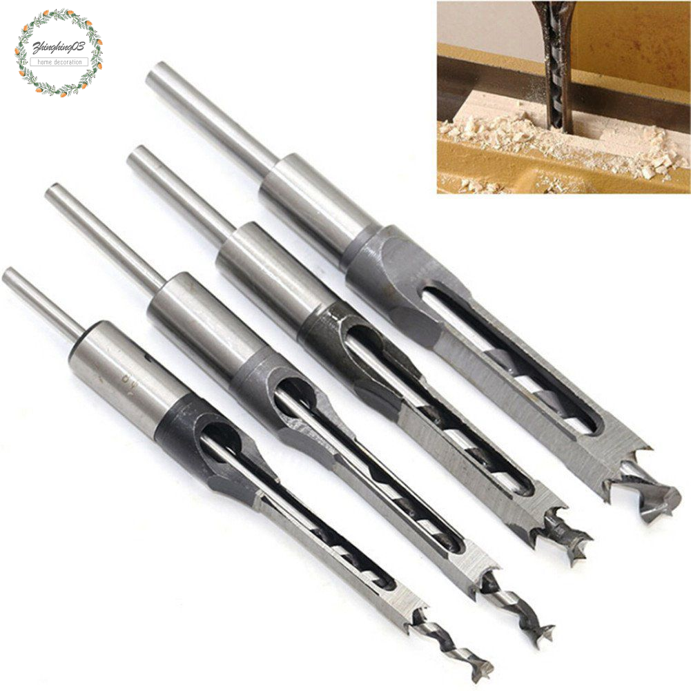 4Pcs Woodworking Square Hole Drill Bits 