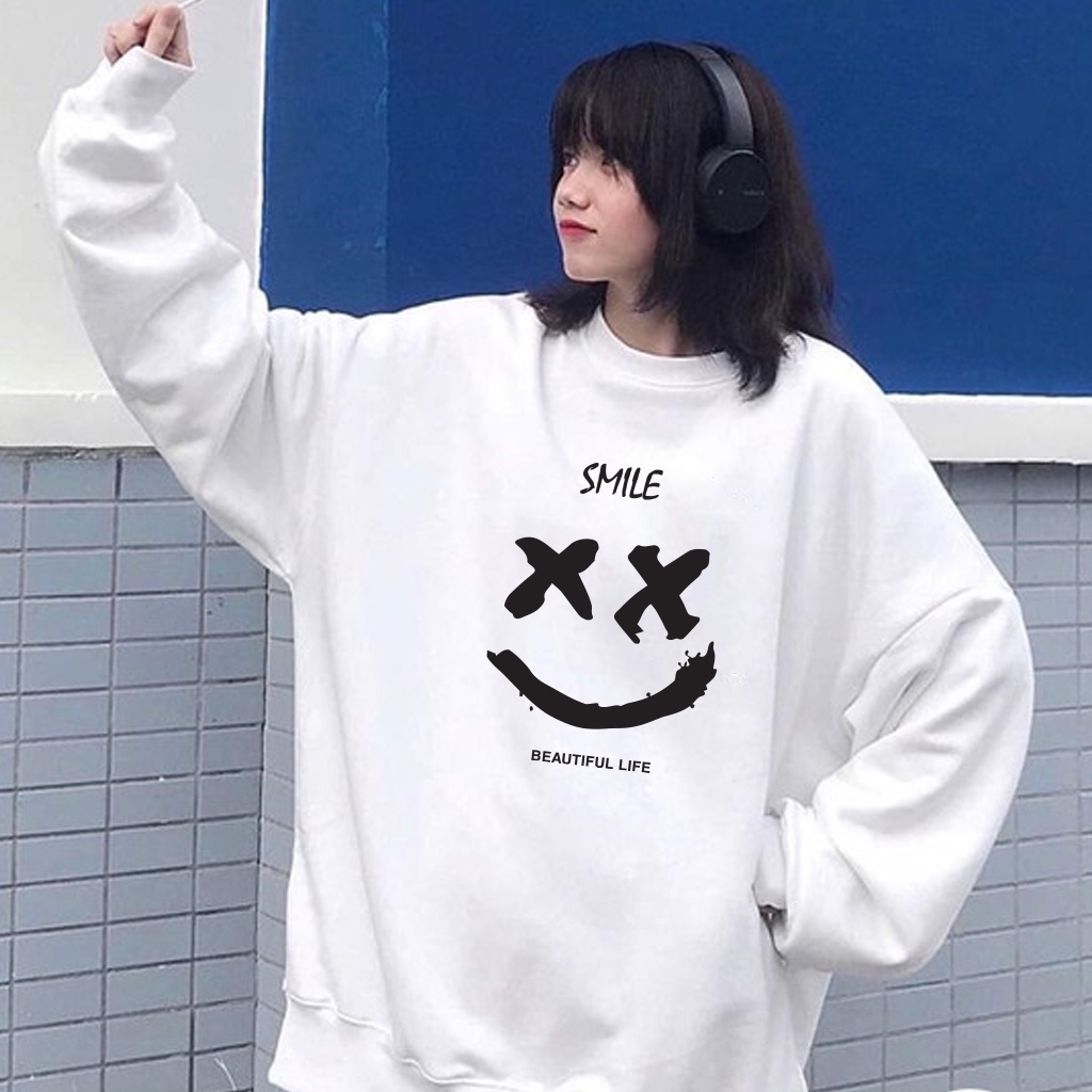 Áo thu đông hoodie Smile mặt cười Basic nhiều size (N84)