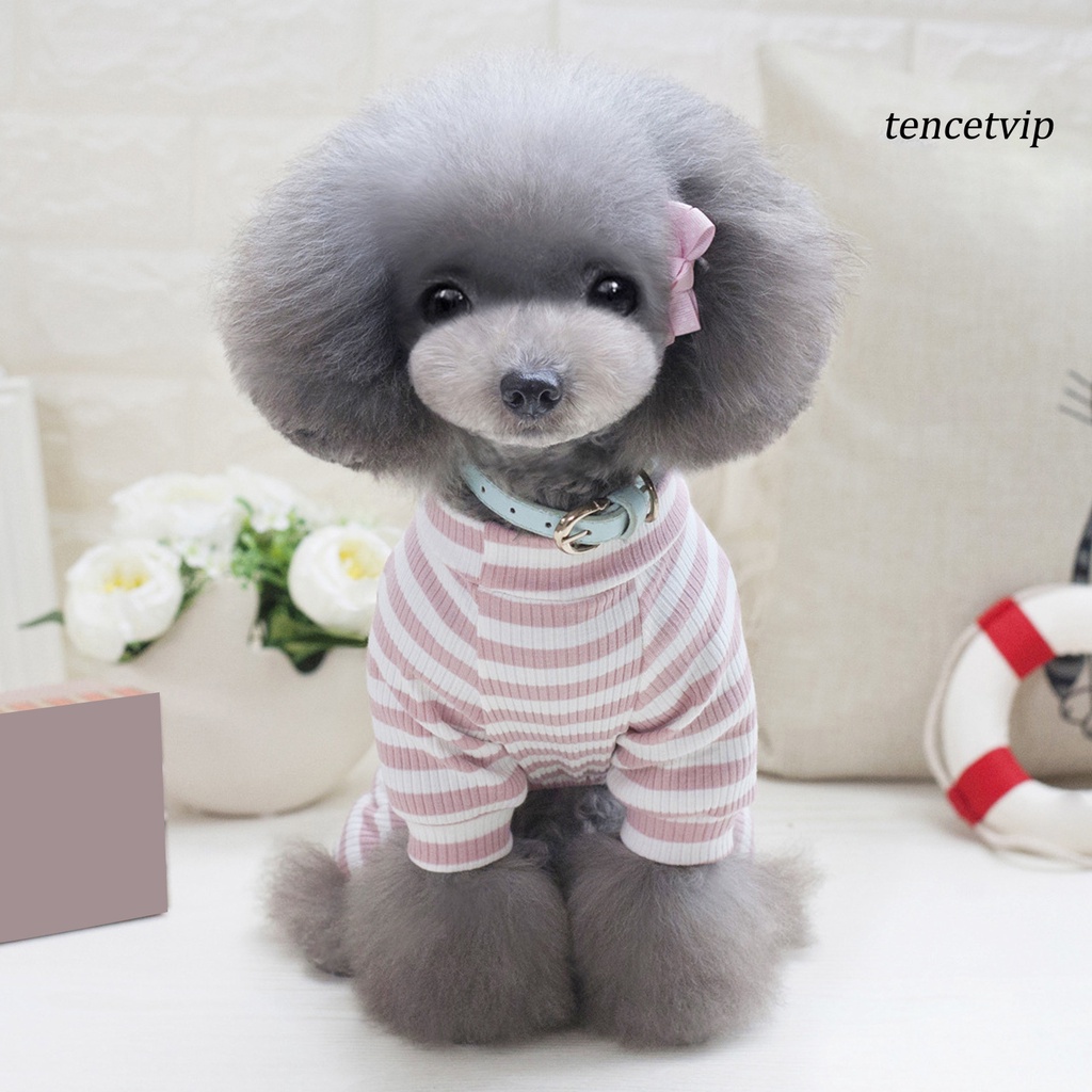 Áo họa tiết kẻ sọc in hình gấu teddy hoạt hình dễ thương cho thú cưng