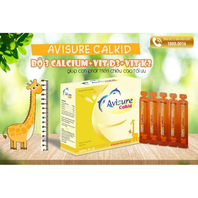 Avisure Calkid - Canxi nano cho trẻ Hộp 30 ống- CANXI GIÚP TRẺ TĂNG CHIỀU