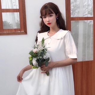 ĐẦM BABYDOLL TRẮNG CỔ SEN