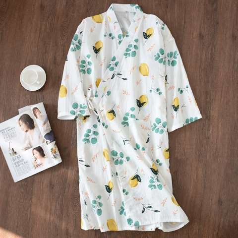 Áo choàng ngủ kiểu Kimono tay dài chất liệu Cotton thời trang mùa hè phong cách Nhật Bản cho nữ | BigBuy360 - bigbuy360.vn