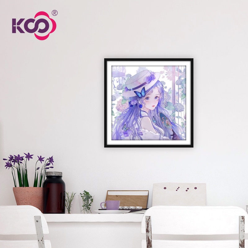 Bộ tranh đính đá 5D họa tiết hoạt hình cô gái dễ thương độc đáo DIY dùng trang trí nhà cửa