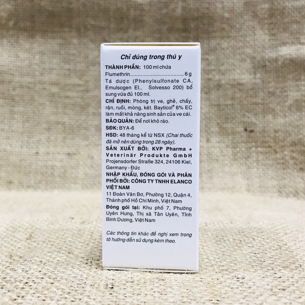 BAYTICOL 6 % Ec lọ 10ml - Phòng Tri Ve Ghẻ , Rận Chó