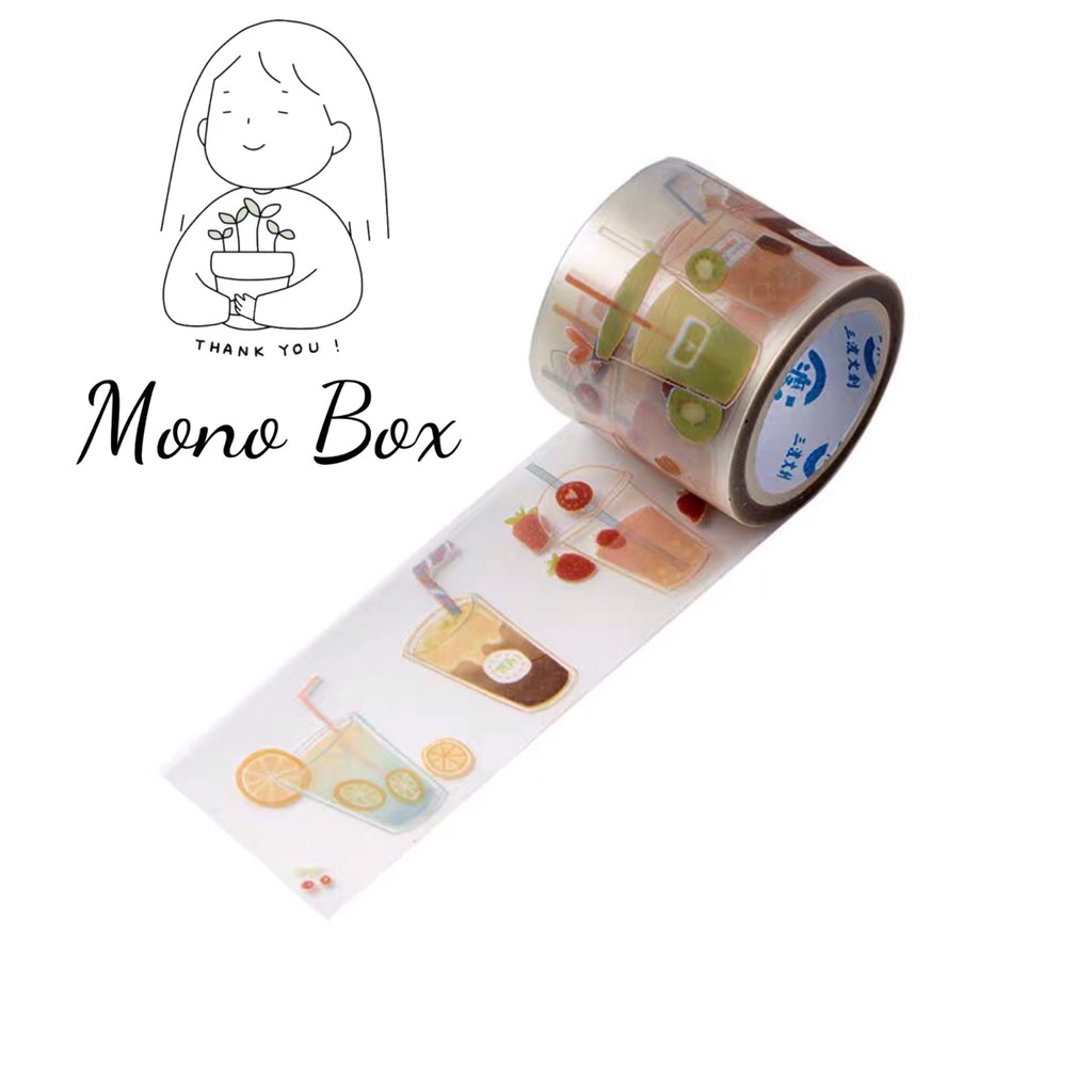 [Chiết] Washi tape 35x4cm băng keo washi băng keo dán trang trí chủ đề trà sữa nhỏ Mono_box 01110