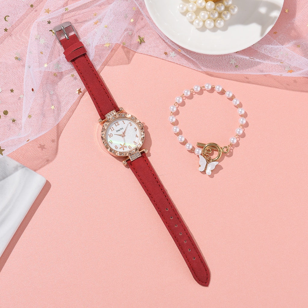 Đồng Hồ Quartz Nữ Mặt Tròn Đính Hột Xoàn