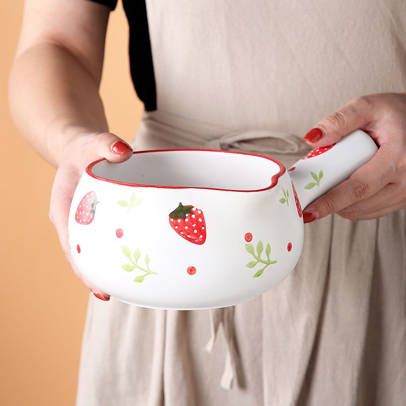 Nồi ủ sữa mini bằng sứ chịu nhiệt cao cấp kiểu Nhật Bản vẽ tay thực phẩm bổ sung cho trẻ mì chống dính, cháo gạo, sữa nó