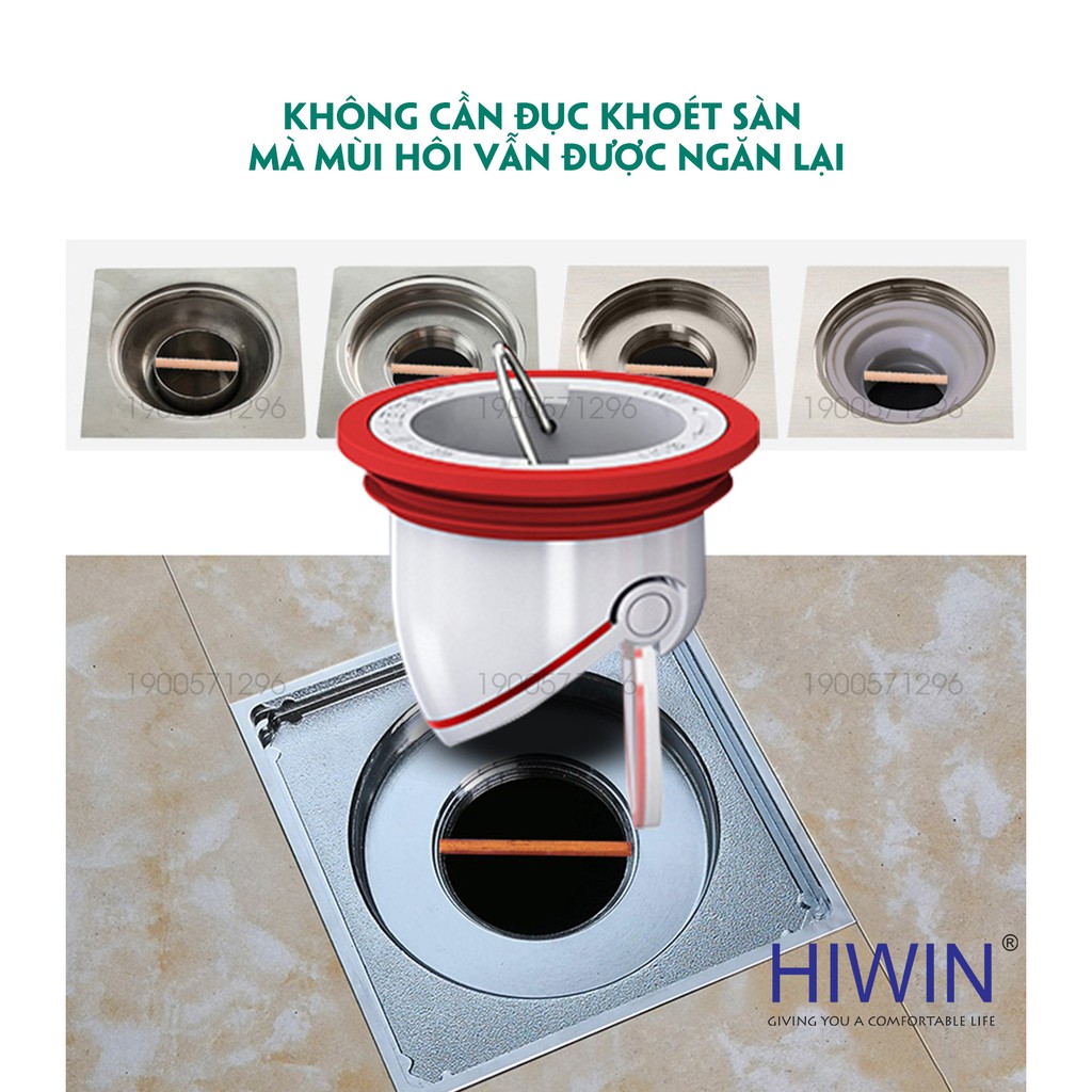 Đuôi thoát sàn ngăn mùi hôi, chống côn trùng trọng lực nhựa ABS Hiwin FD-50LID