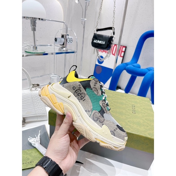 Giày thể thao Gucci x Balenciaga da thật cao cấp phối màu thời trang