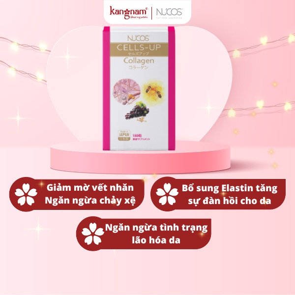 Viên Uống Bổ Sung Collagen Nhật Bản Nucos Cells-Up 180 Viên Giúp Da Tăng Đàn Hồi Ngăn Ngừa Lão Hóa